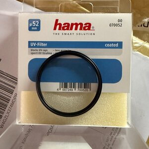 HAMA Φίλτρo UV Διαμέτρου 52mm για Φωτογραφικούς Φακούς