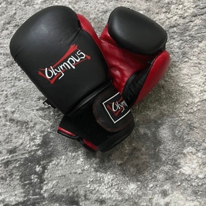 Olympus Sport Muaythai Cut 403854 Γάντια Πυγμαχίας από Συνθετικό Δέρμα για Αγώνα Μαύρα