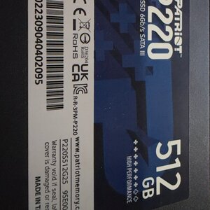 Patriot P220 SSD 512GB + Patriot Burst SSD 240GB