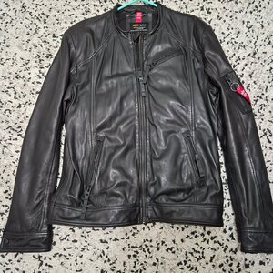 Alpha Industries Δερμάτινο Μπουφάν Biker Μαύρο 126153-03