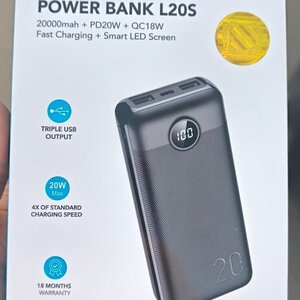 Veger L20S Power Bank 20000mAh 20W με 2 Θύρες USB-A και Θύρα USB-C Power Delivery / Quick Charge Μαύρο