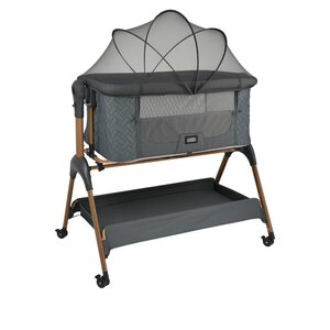 Bebe Stars Λίκνο με Στρώμα, Πλαϊνό Άνοιγμα και Ρόδες Γκρι 847-186