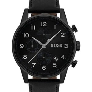 Boss Navigator Ανδρικό Ρολόι 44mm Χρονογράφος Μπαταρίας με Μαύρο Δερμάτινο Λουράκι 1513497