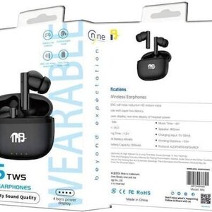 Nine Mi6 In-ear Bluetooth Handsfree Ακουστικά με Θήκη Φόρτισης Μαύρα