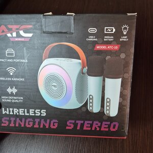ATC Ηχείο Karaoke με Ασύρματα Μικρόφωνα και Εφέ Φωτισμού 20.001.0002 Μπεζ