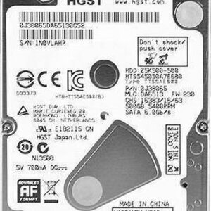 Hitachi Z5K500 500GB HDD Σκληρός Δίσκος 2.5" SATA III 5400rpm με 8MB Cache για PS4 / Desktop / Laptop 0J38065 HTS545050A7E680