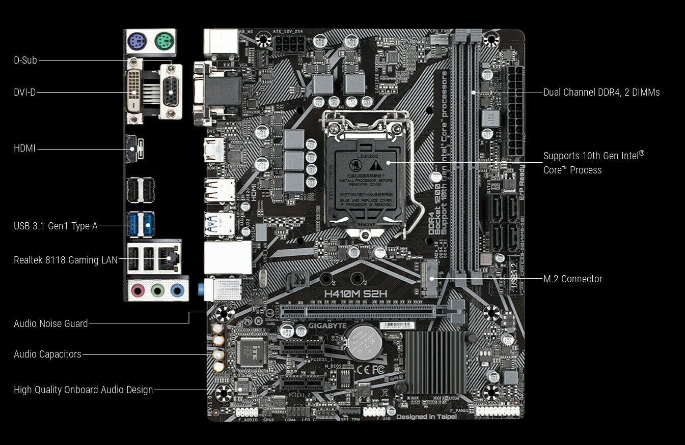 Gigabyte H410M S2H (rev. 1.0) Motherboard Micro ATX με Intel 1200 ...
