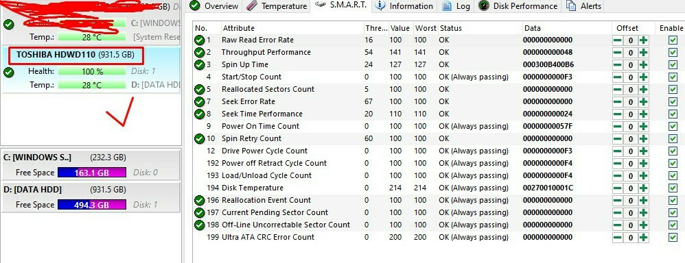 Toshiba P300 1TB HDD Σκληρός Δίσκος 3.5" SATA III 7200rpm με 64MB Cache για Desktop Bulk HDWD110UZSVA