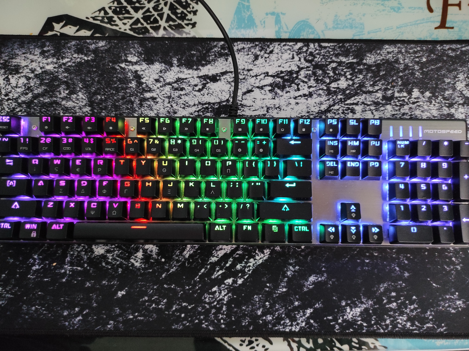 Motospeed Inflictor CK104 Gaming Μηχανικό Πληκτρολόγιο με Outemu Black διακόπτες και RGB φωτισμό (Ελληνικό) Ασημί