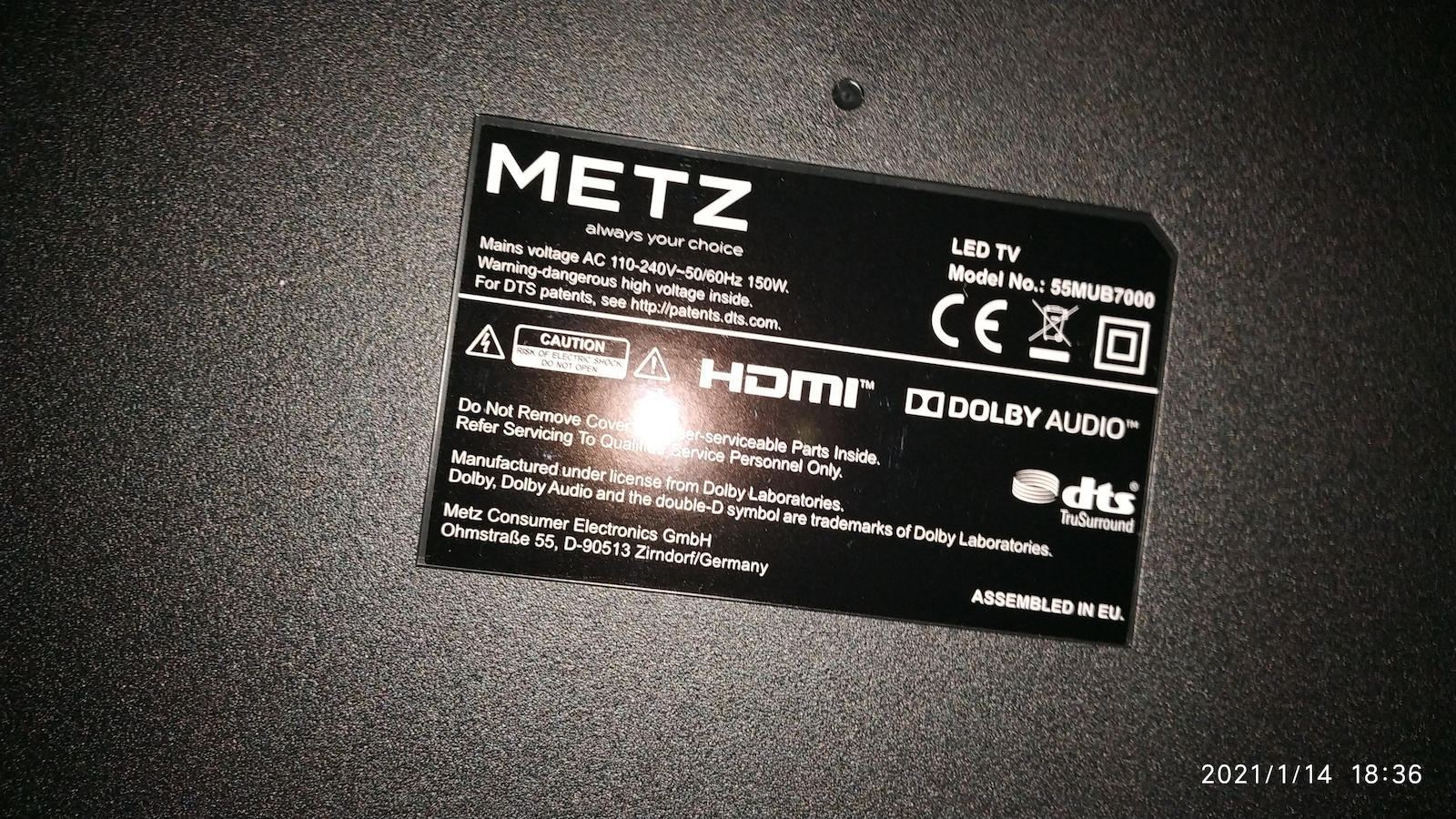 Metz Televizor inteligent 55" 4K UHD LED 55MUB7000 HDR (2020)