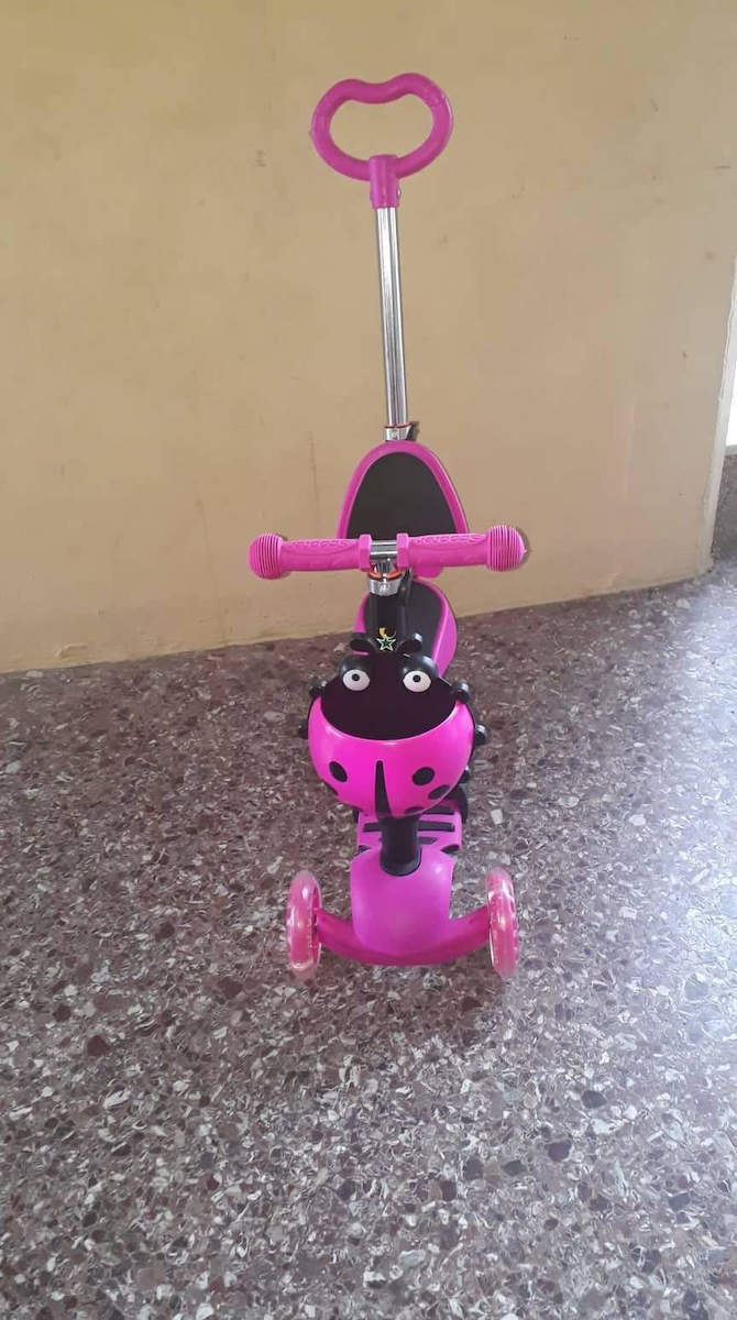 Kids Scooter Foldable Scooter Walker 501 3-Wheel with Seat for 3+ Years Pink