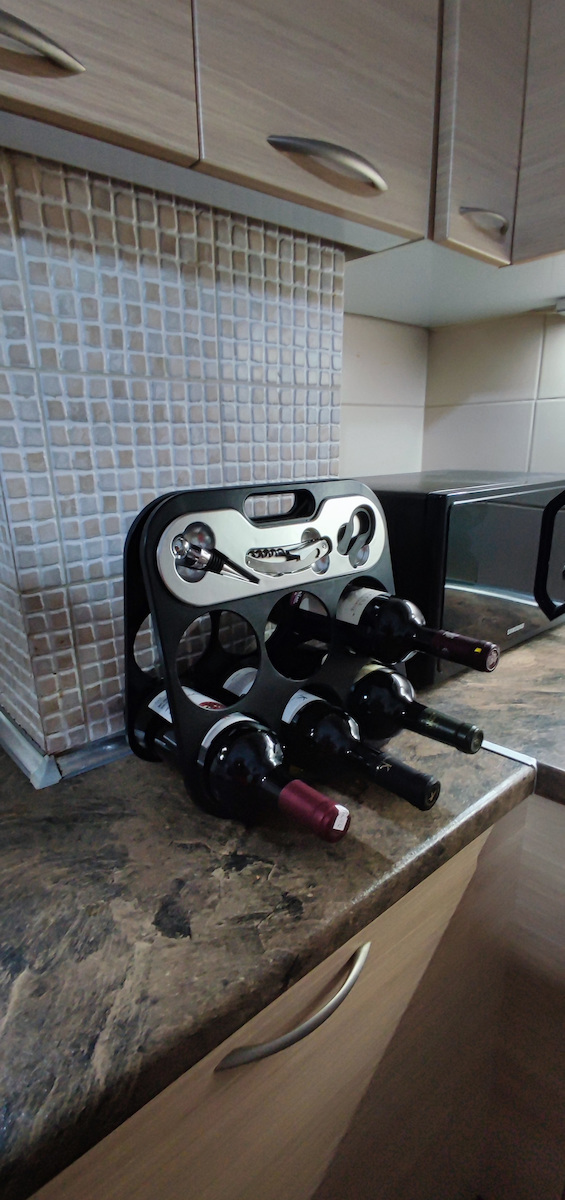 Bakaji Tabletop Plastic Wine Rack for 6 Bottles Black 29.5x15cm