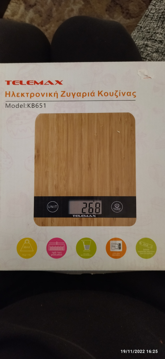 Telemax KB-651 Digitale Küchenwaage bis 5kg Holz