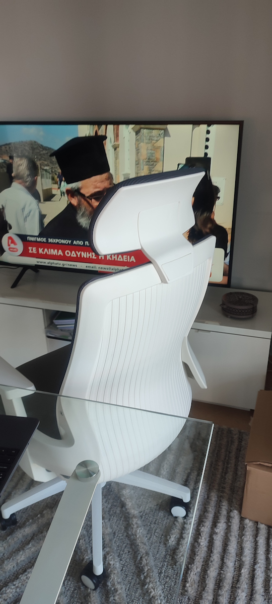Woodwell BF8900 Bürostuhl Mit Exekutive Funktion Und Einstellbaren Armen Weiß / Mesh Grau
