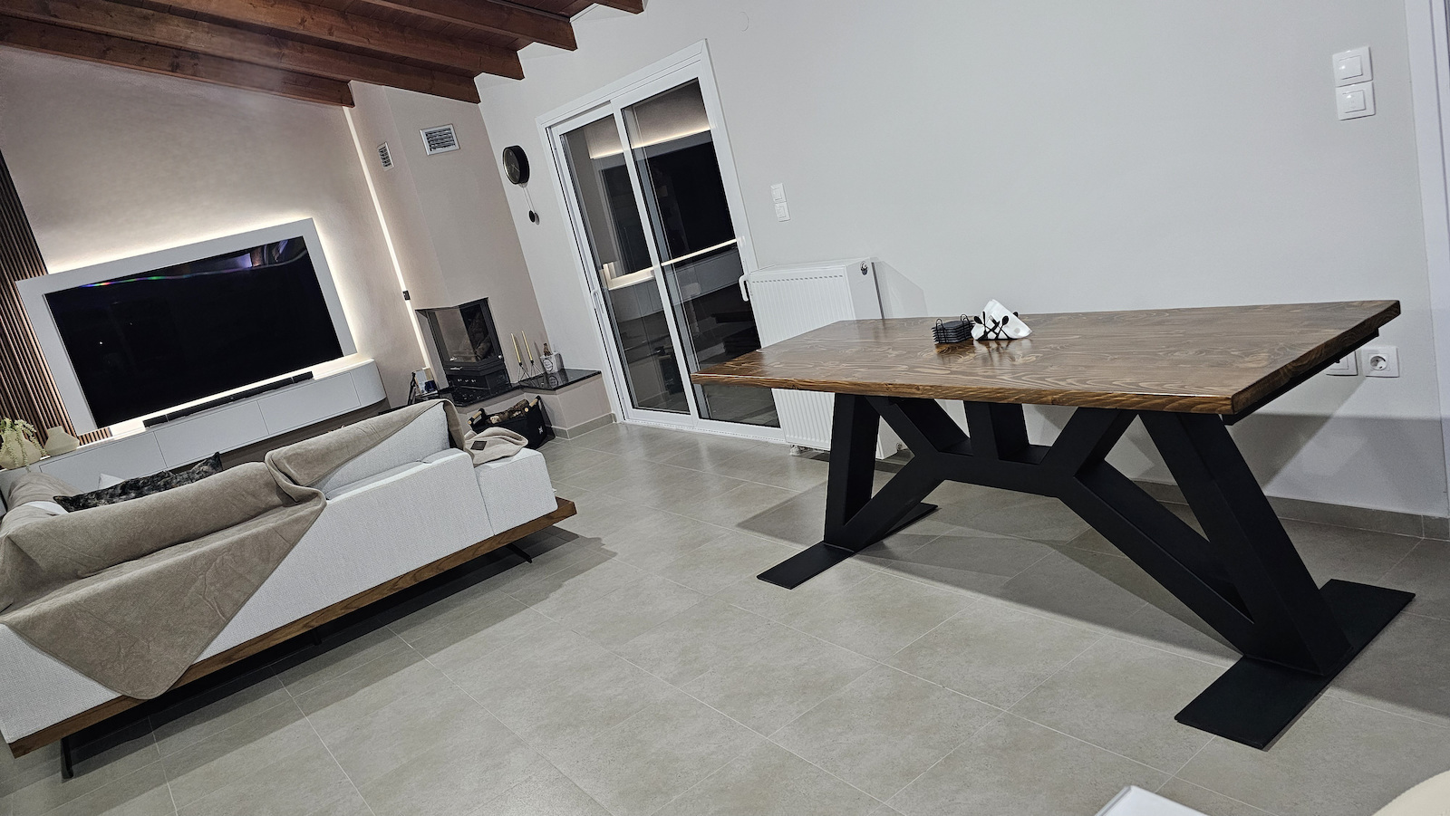 Handmade Dining Table Metal Wood H0.80 x L2.50 x W0.80 Molfs