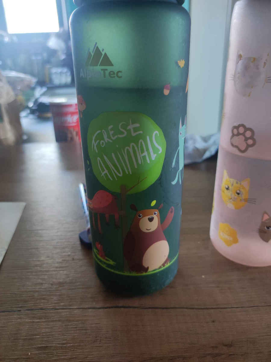 AlpinPro Kids Water Bottle Unicorn Plastic with Straw Non Spill Pink 500ml