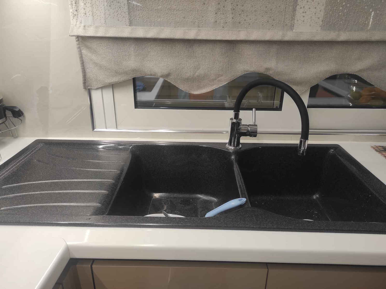 Sanitec Classic Undermount Sink Synthetic Granite W115xD50cm Granite Black