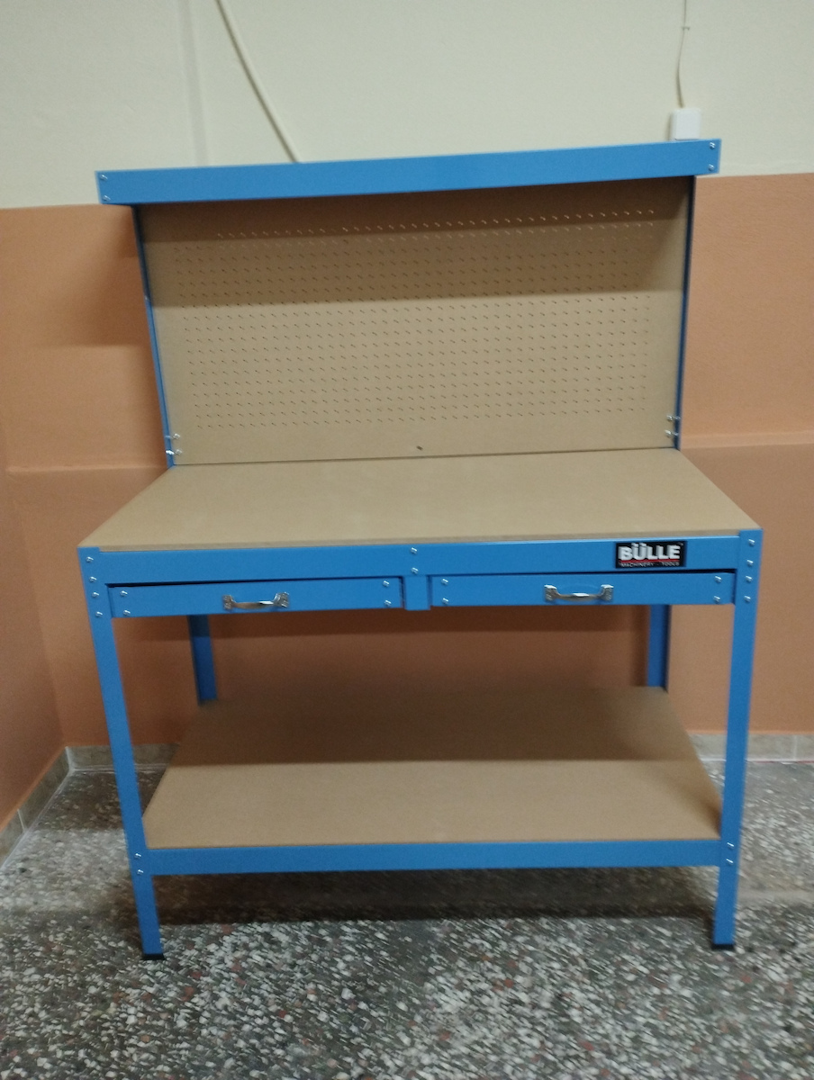 Bulle Πάγκος Εργασίας Αντοχής 100kg 120x60x156cm με Πλάτη και 2 Συρτάρια 47613