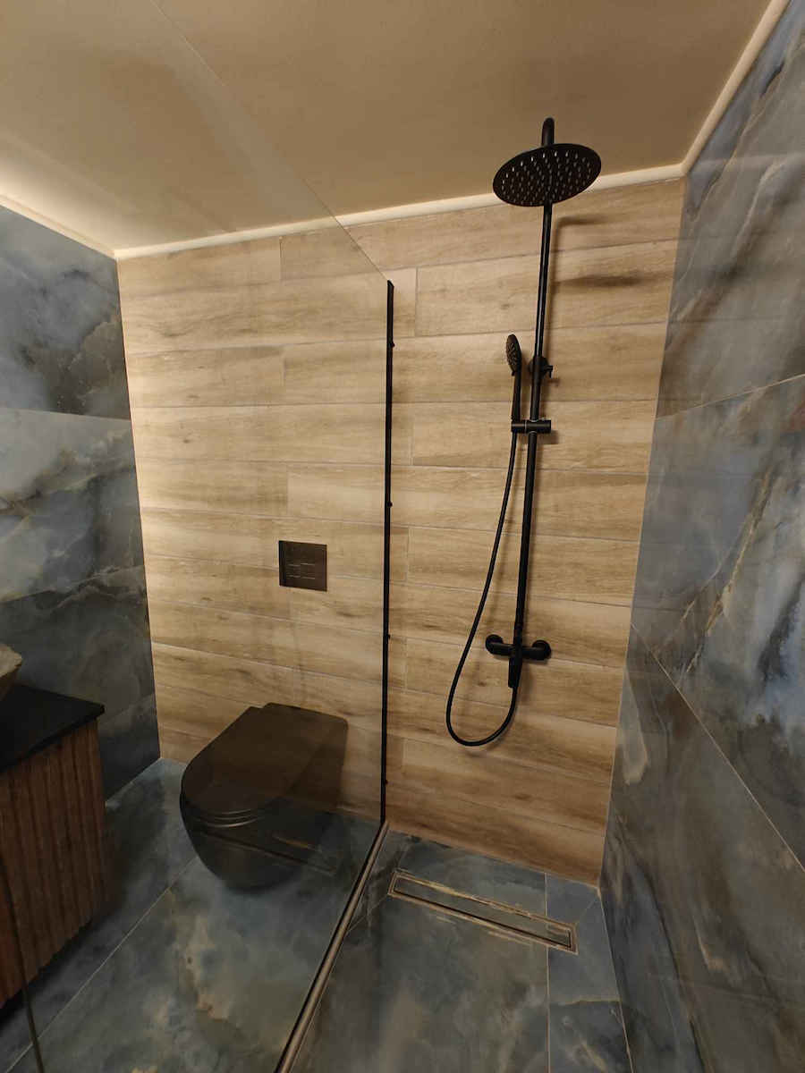 Tema Divider De Verandă Duș 120x195cm Sticlă Transparentă Neagră