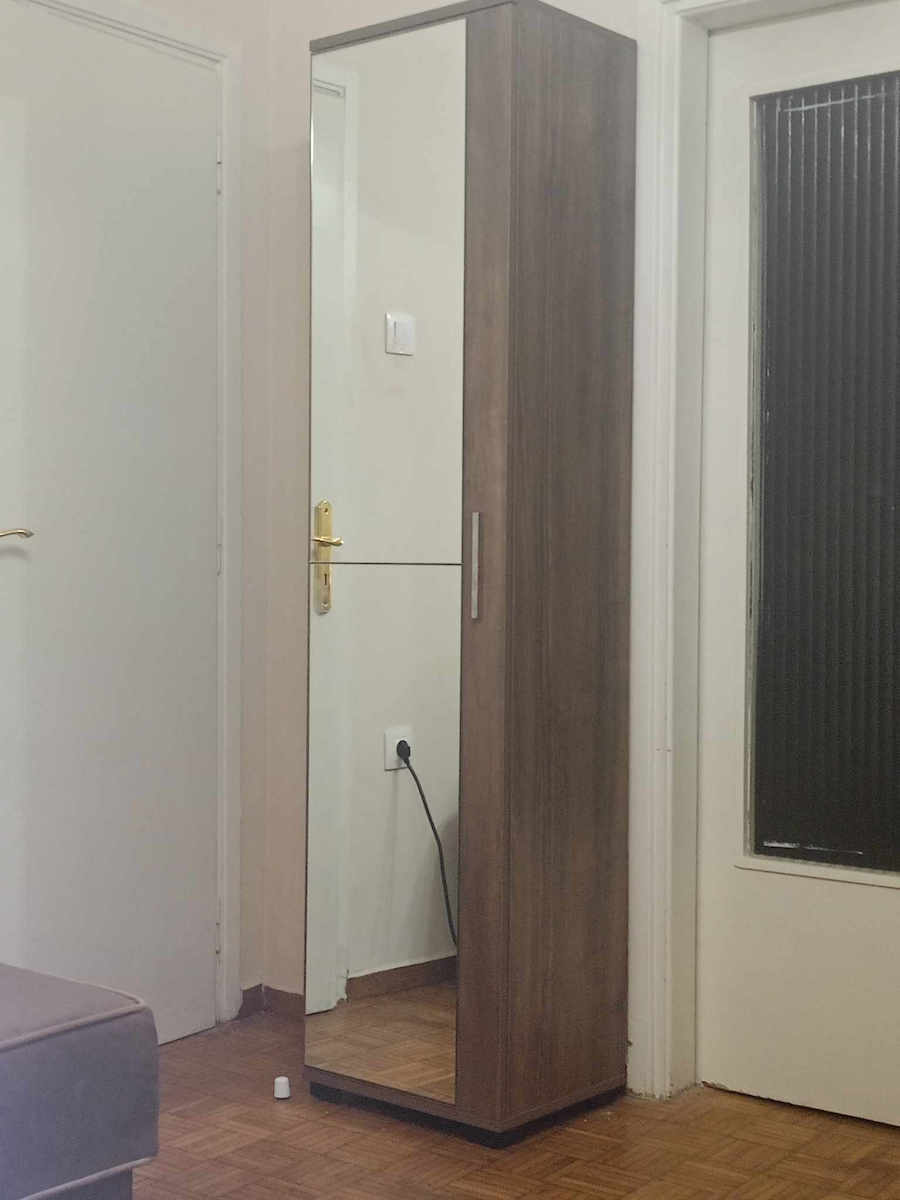 Visla Μονόφυλλη Ντουλάπα με Καθρέπτη Καρυδί 45x36x187cm