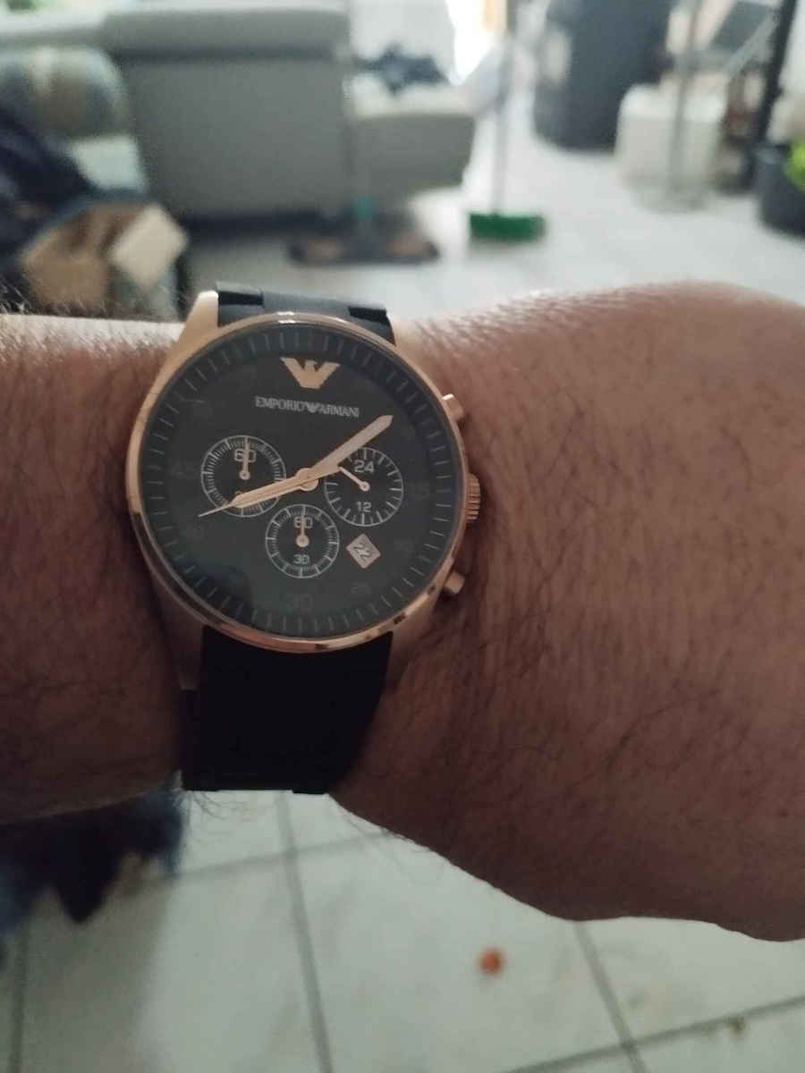 Emporio Armani Ceas Barbatesc 43mm Cronograf Cu Baterie Cu Curea Din Cauciuc Neagră