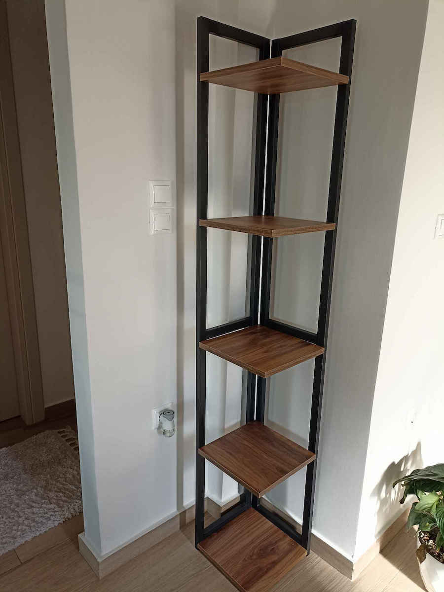 Γωνιακή Βιβλιοθήκη Sparrow Καφέ 30x30x180εκ.