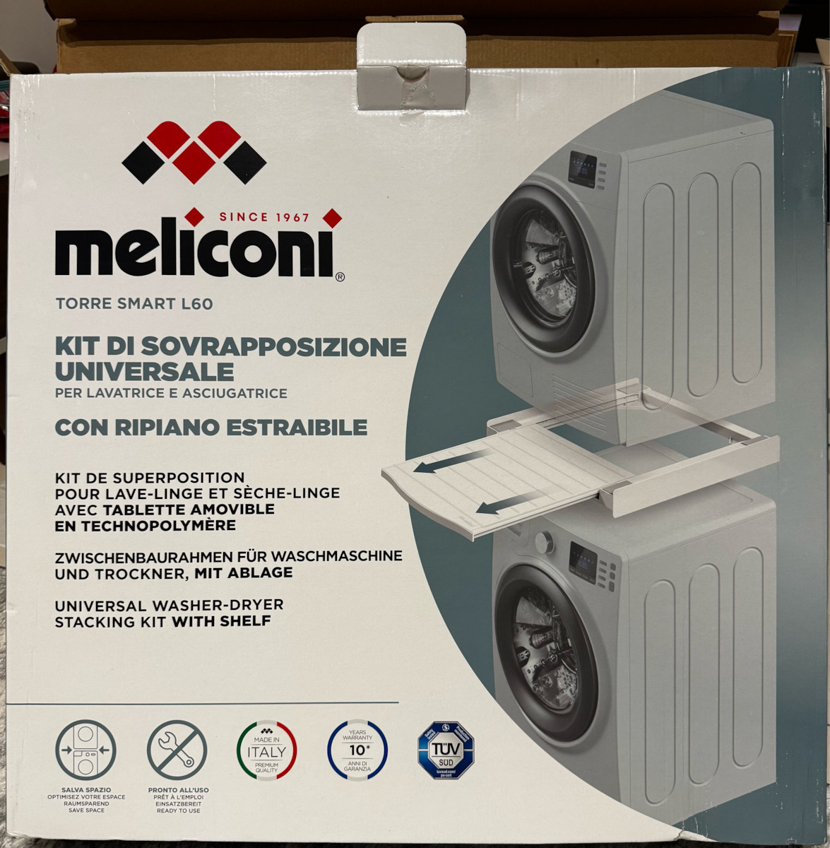 Meliconi Torre Base Smart L60 070-0595 Συνδετικό Πλυντηρίου/Στεγνωτηρίου από Πλαστικό με Συρτάρι 60x55εκ.