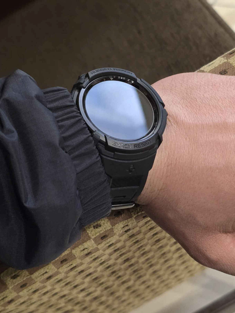 Spigen Rugged Armor Pro Silicone Case in Black color for Galaxy Watch6 Classic 47mm