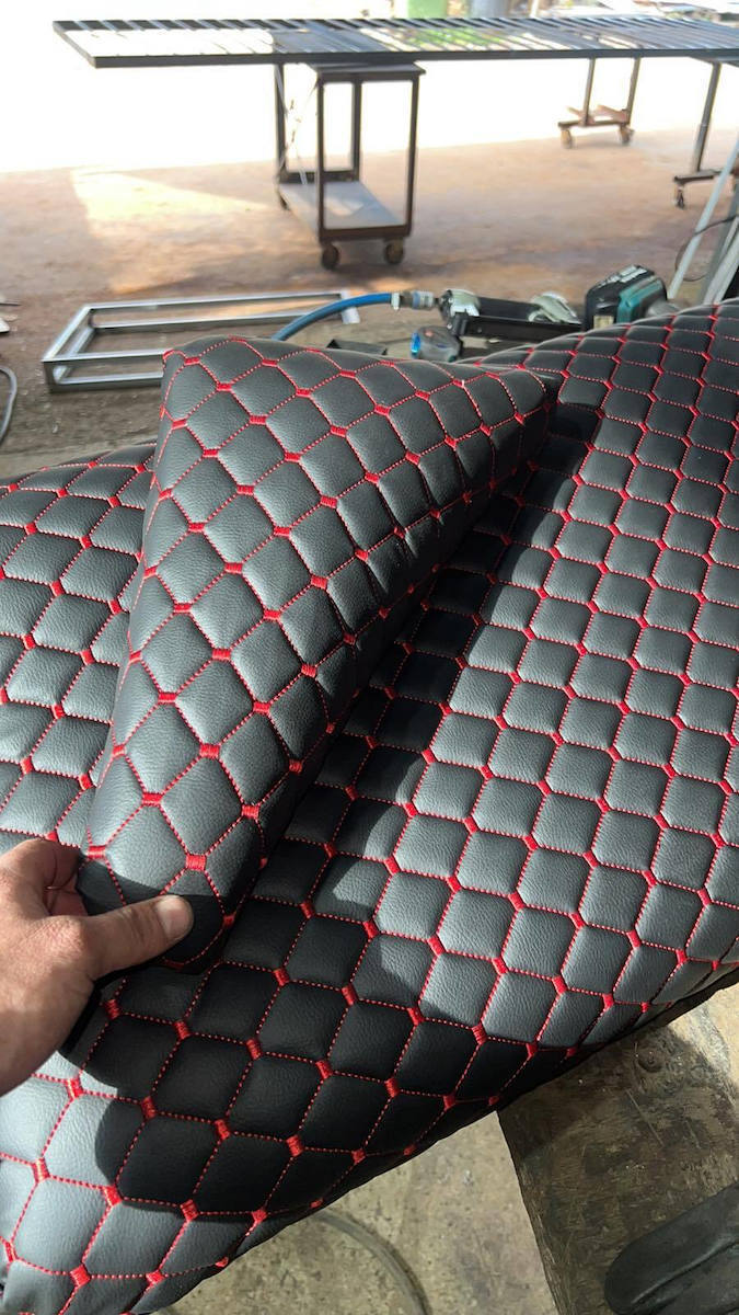 JGS S.A. Jaguar Upholstery Fabric Artificial Leather 140x100cm Black / Red