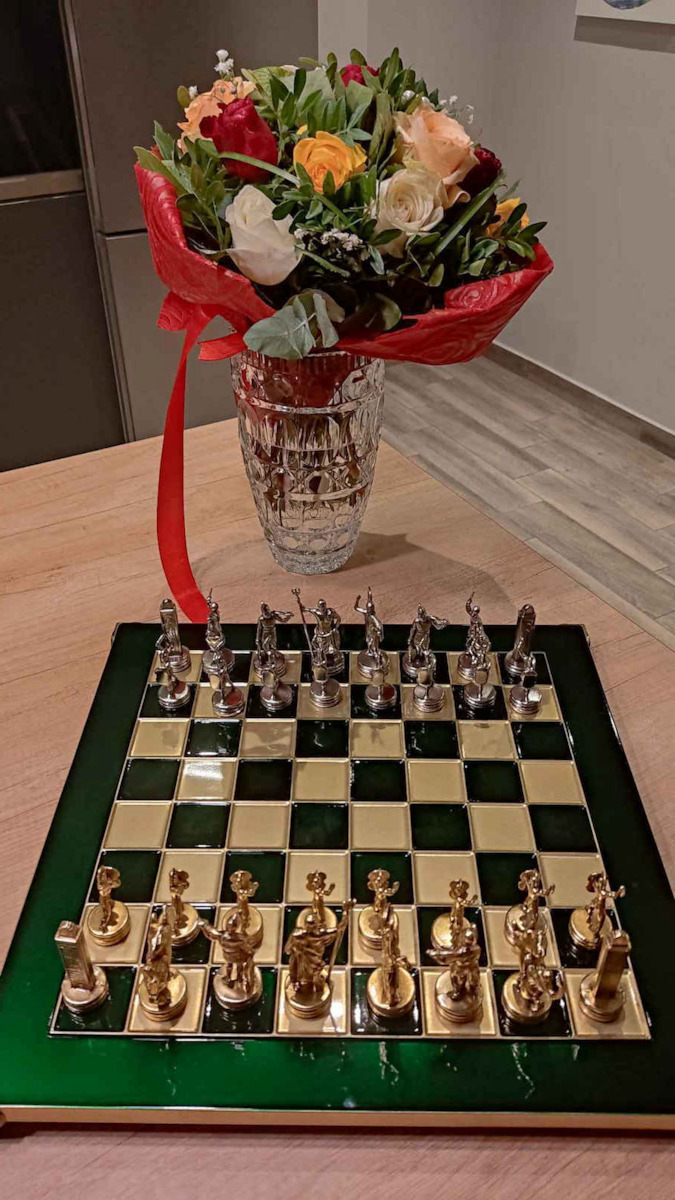 Manopoulos Greek Mythology Chess Metal with Pawns 36x36cm
