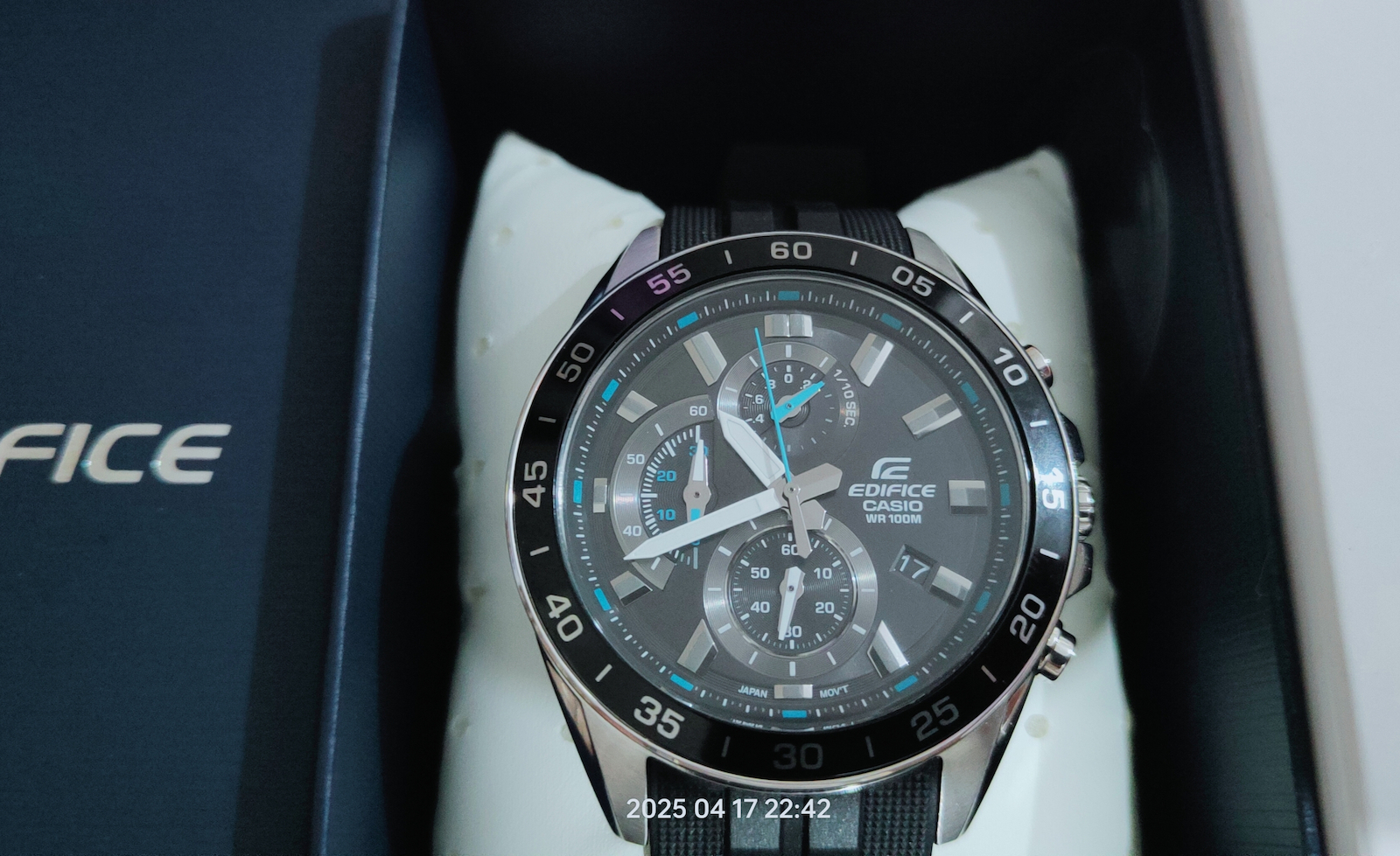 Casio Edifice Αναλογικό/Ψηφιακό Ανδρικό Ρολόι 47mm Χρονογράφος Μπαταρίας με Μαύρο Καουτσούκ Λουράκι