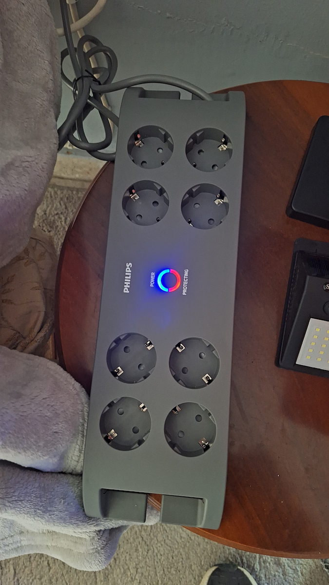 Philips Power Strip with Surge Protection 8 Positions with Switch and Cable 2m Gray