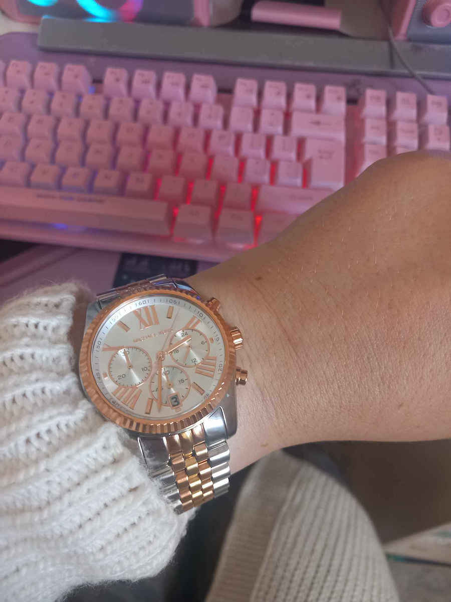 Michael Kors Lexington Women's Watch Chronograph with Pink Gold Metal Bracelet