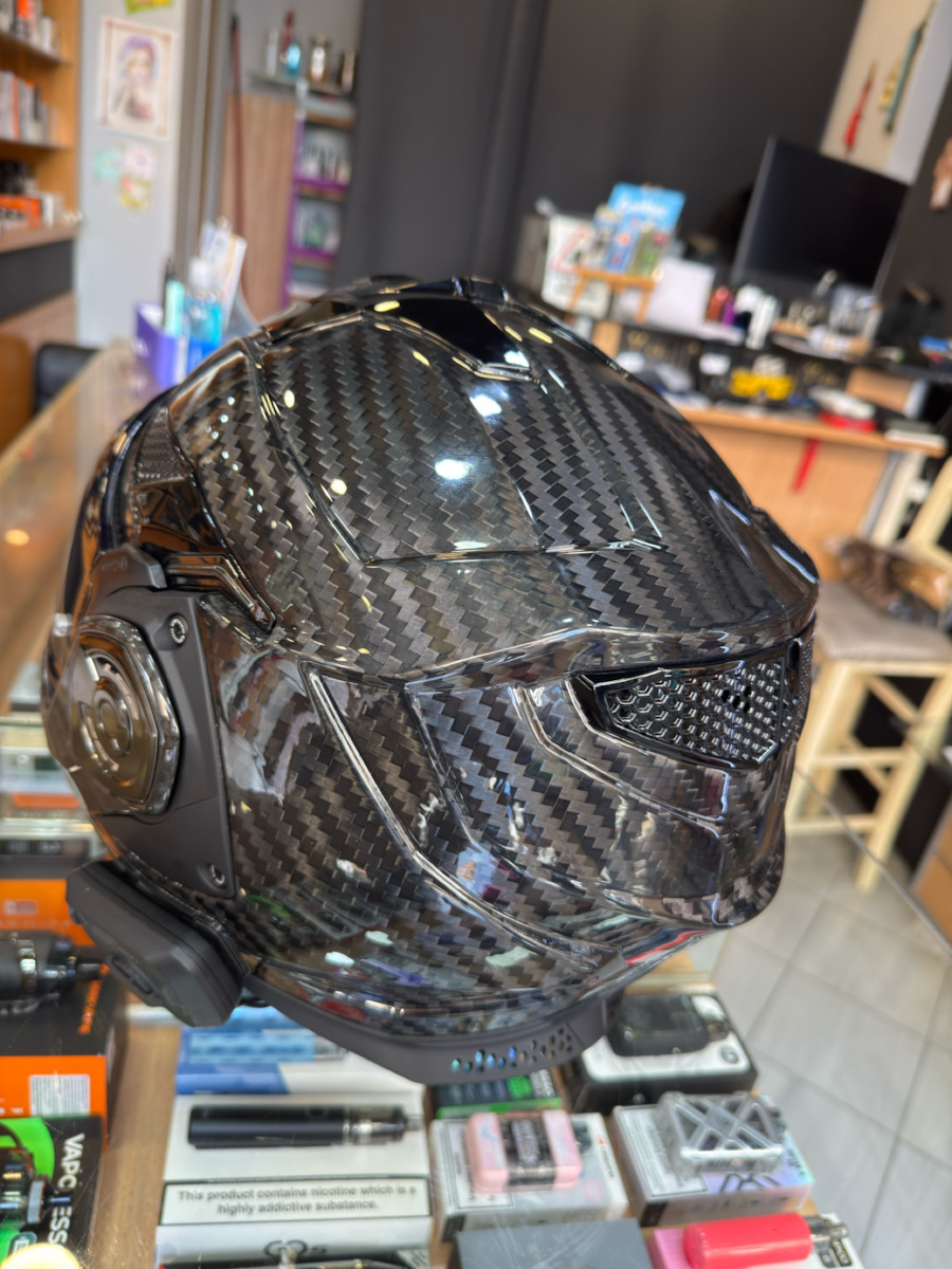 LS2 Advant X Solid Гланц Карбон Каска Мотор Флип Ъп ECE 22.06 1600гр с Pinlock и Sunvisor