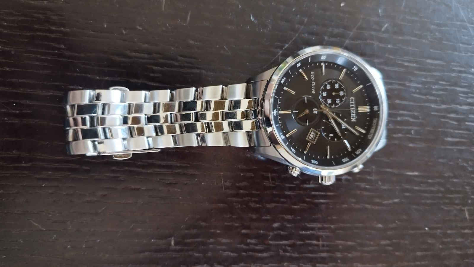 Citizen Ανδρικό Ρολόι 42mm Χρονογράφος Eco - Drive με Ασημί Μεταλλικό Μπρασελέ