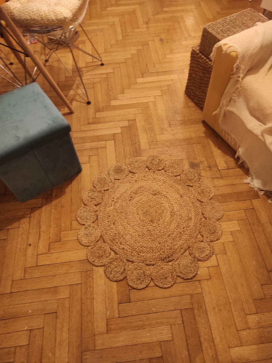 Rythmos Rattan Flower Χαλί Στρογγυλό Καλοκαιρινό Ψάθινο Natural Φ70cm