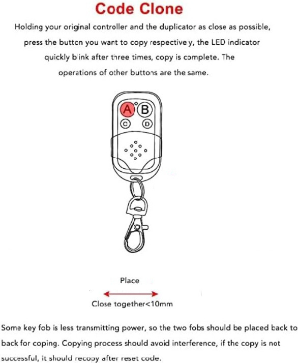 4-Channel Garage Door Remote Control with Stable Code 433MHz