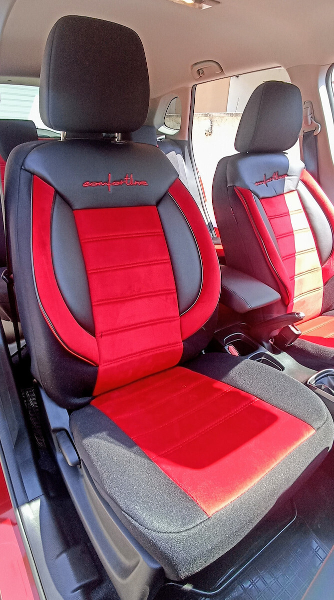 Otom Car Cover Set 11pcs Leatherette Comfortline Design Red / Black