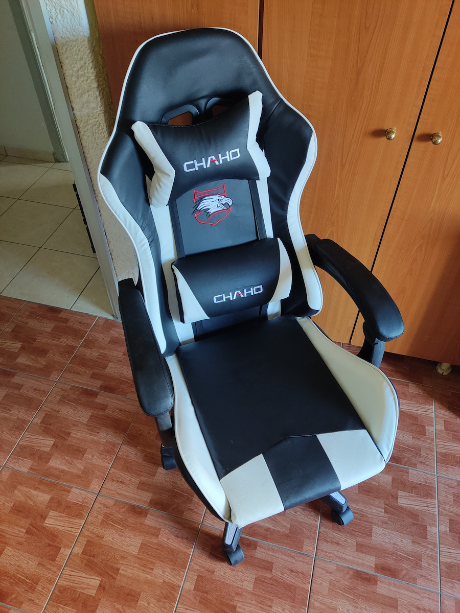 Homeone GMC Καρέκλα Gaming Δερματίνης με Υποπόδιο Λευκό / Ροζ