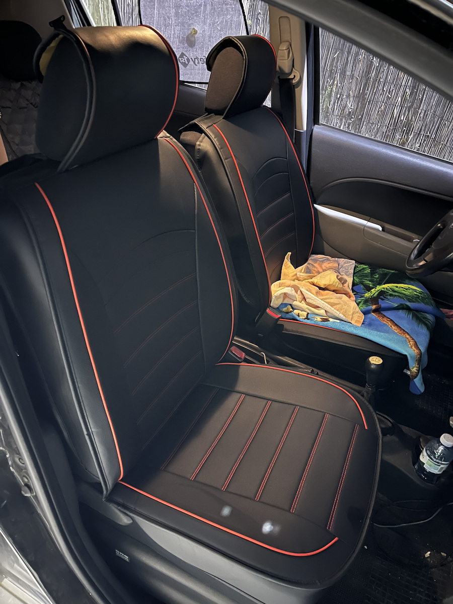 Waterproof Front Car Covers 2pcs Leatherette Black