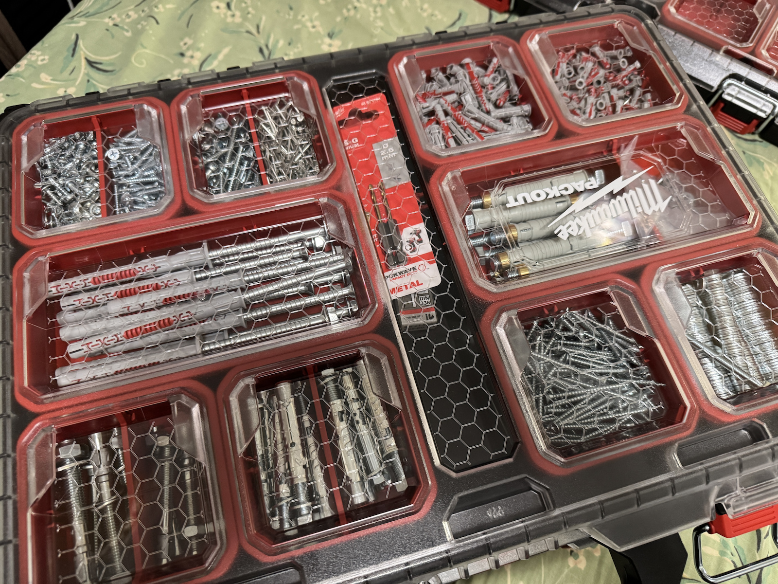 Milwaukee Packout Tool Compartment Organiser 5 Slot Adjustable & Removable Box Black 38x25x6.5cm
