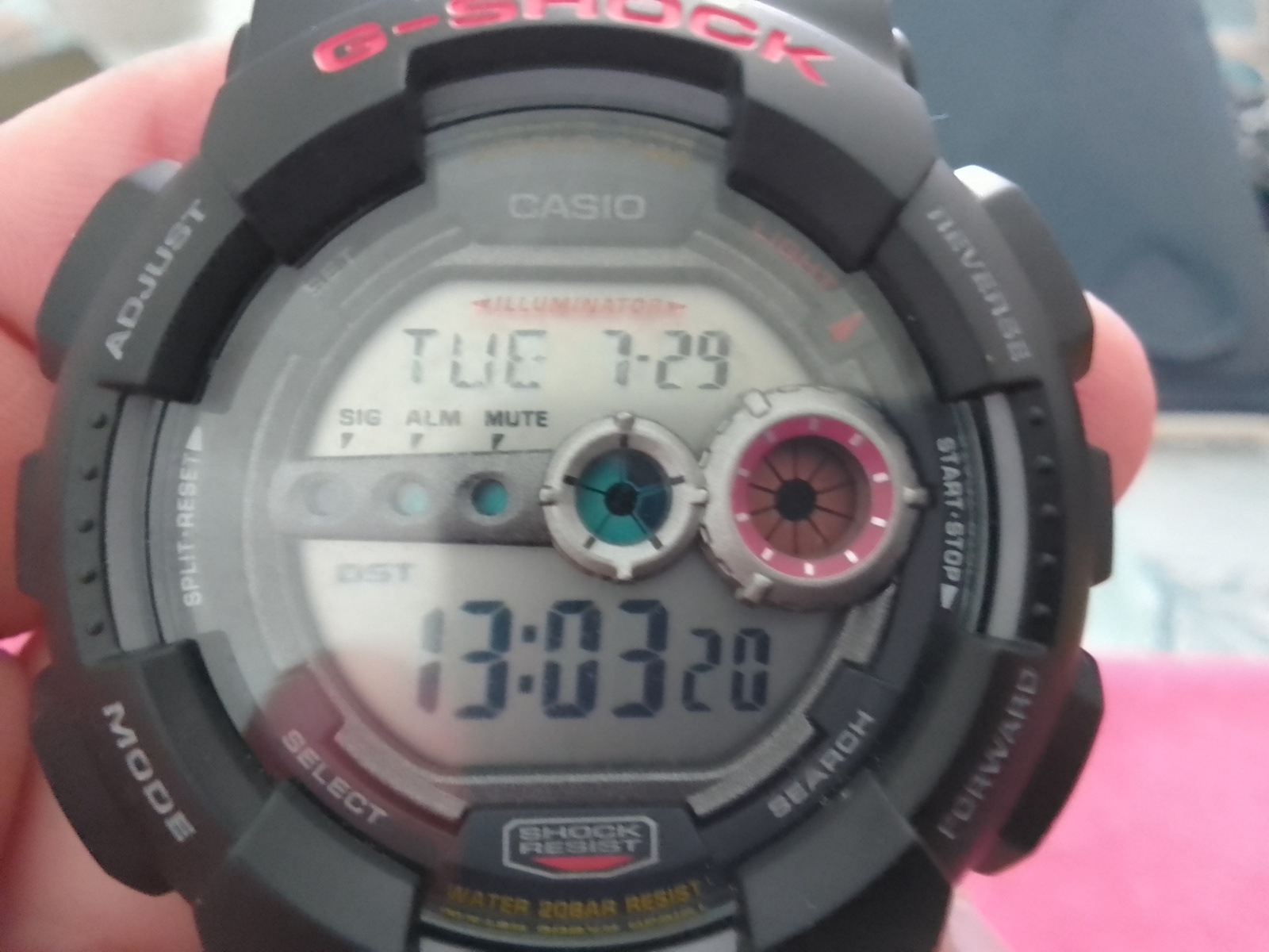 Casio G-Shock Digital Herrenuhr 51mm Batterie mit Schwarz Kautschukarmband