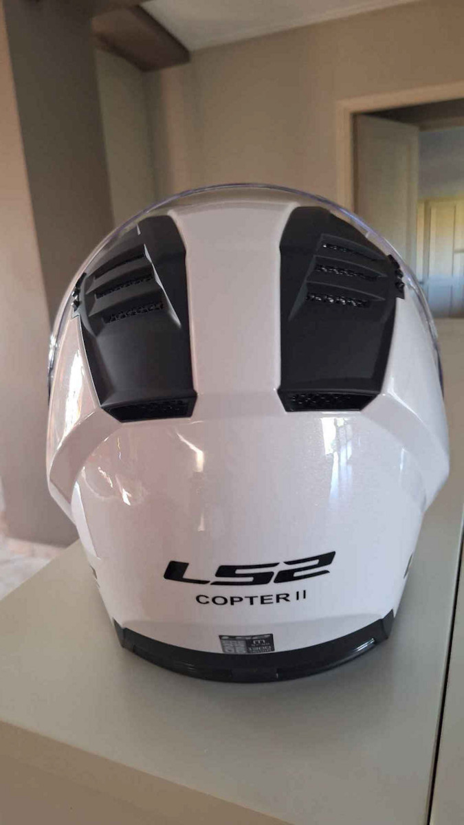 LS2 Gloss White Motorcycle Helmet Jet ECE 22.06 1200gr with Sunvisor