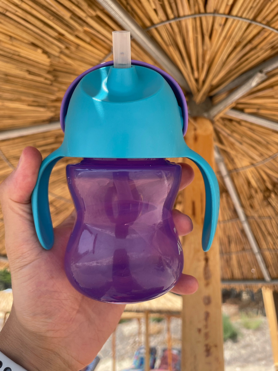 Philips Baby Cup with Handles and Straw Bendy made of Plastic Purple 200ml for 9m+m+