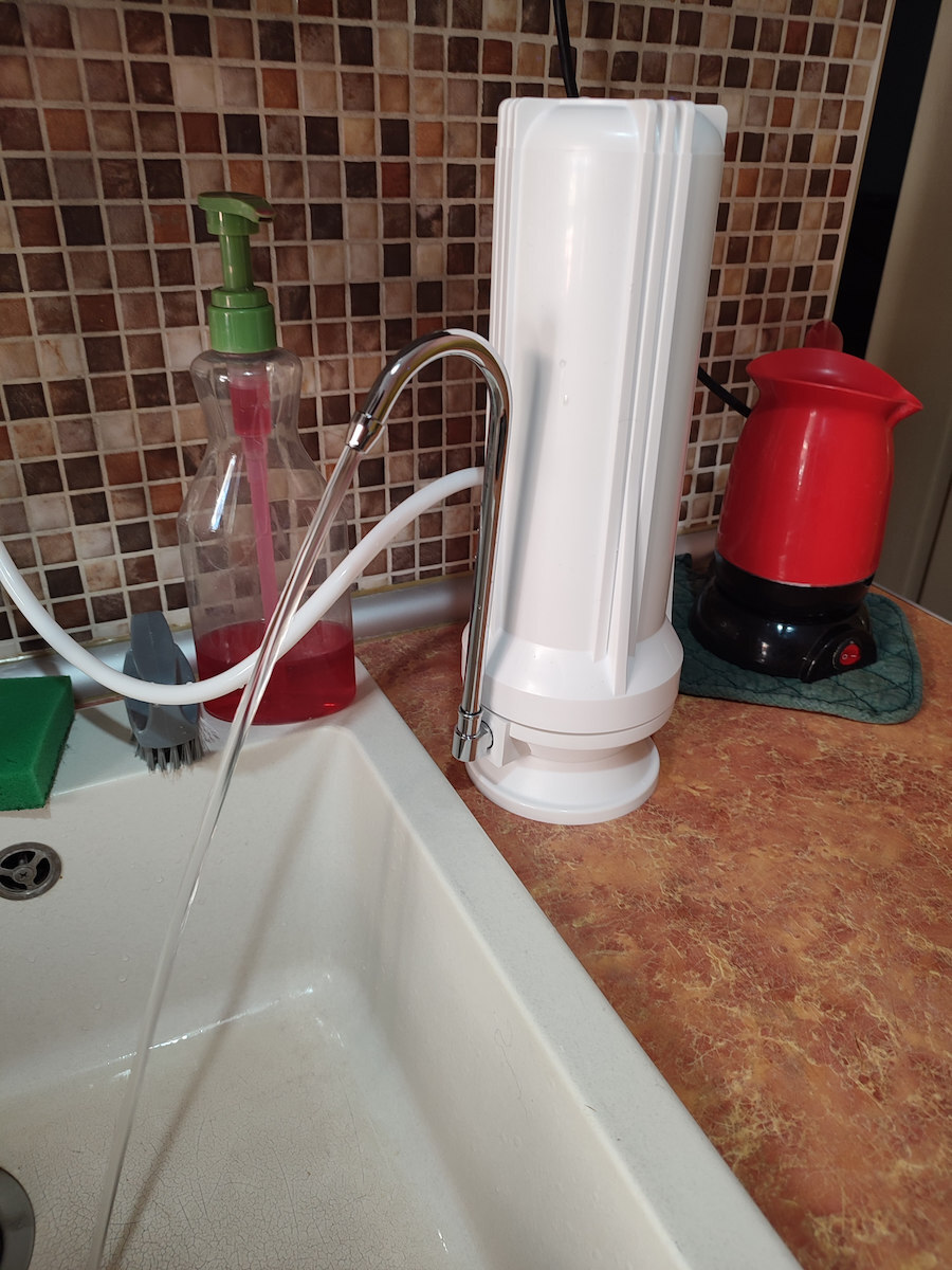 QWaterFilters Συσκευή Φίλτρου Νερού Άνω Πάγκου Μονή με Ανταλλακτικό Φίλτρο Matrikx CTO 5 μm TR.0001.1