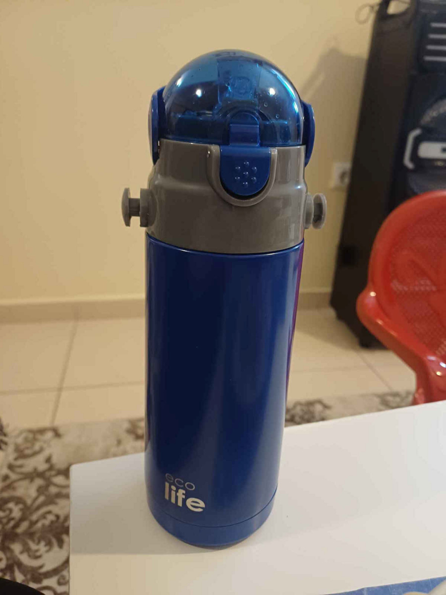 Ecolife Παιδικό Παγούρι Θερμός Ανοξείδωτο με Καλαμάκι Navy Blue 400ml (Διάφορα Σχέδια/Χρώματα)