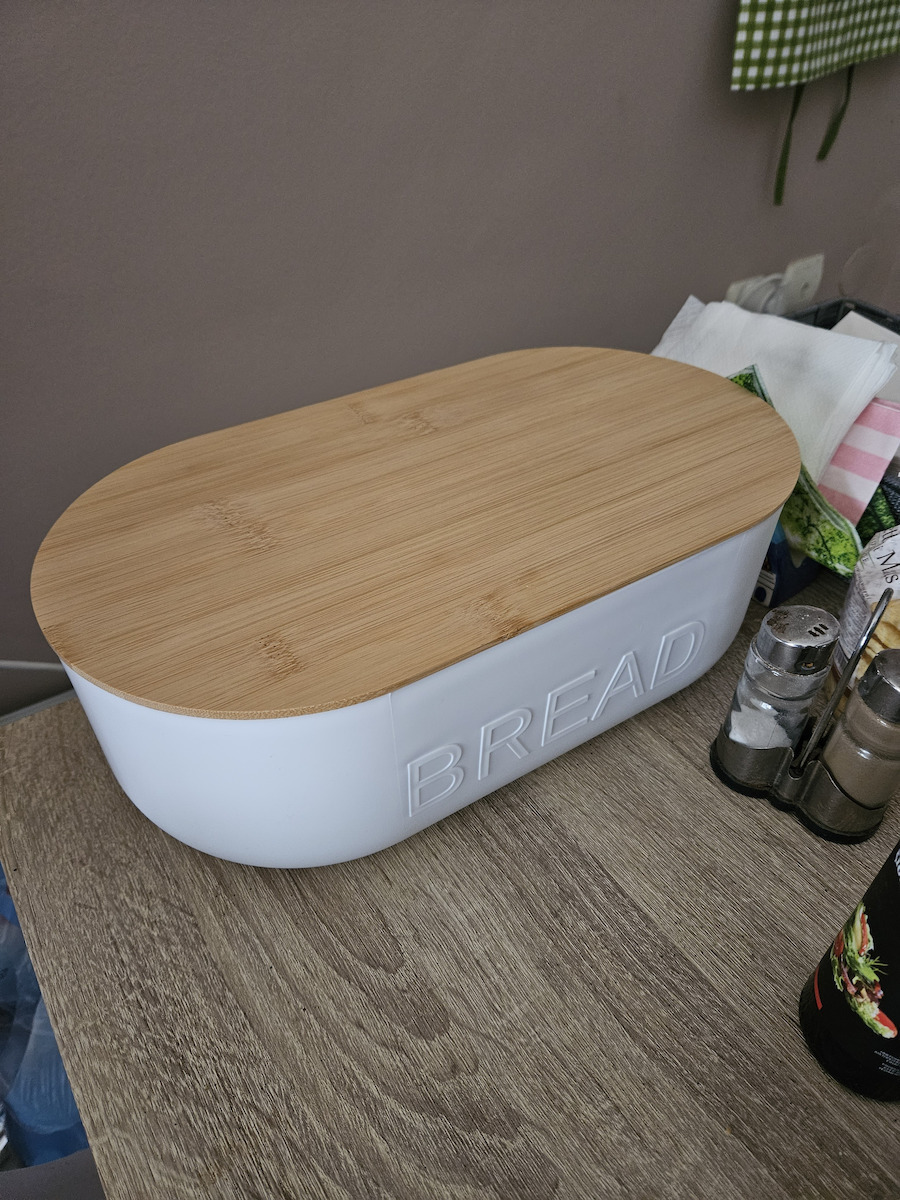 Bread Box with Lid Plastic White 35x19x12cm