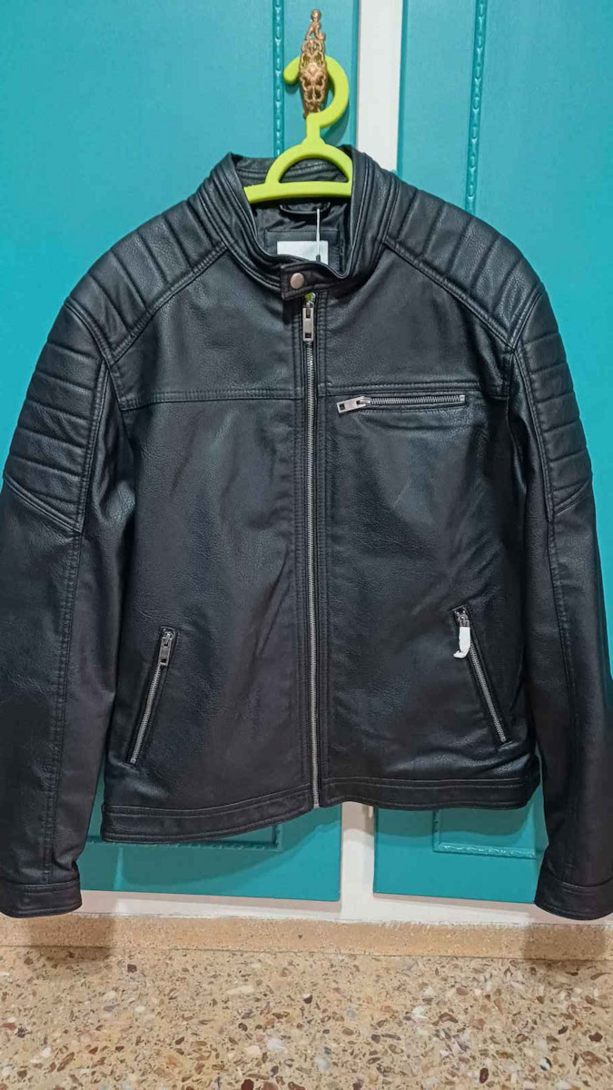 Faux Leather Jacket Biker Black / PU