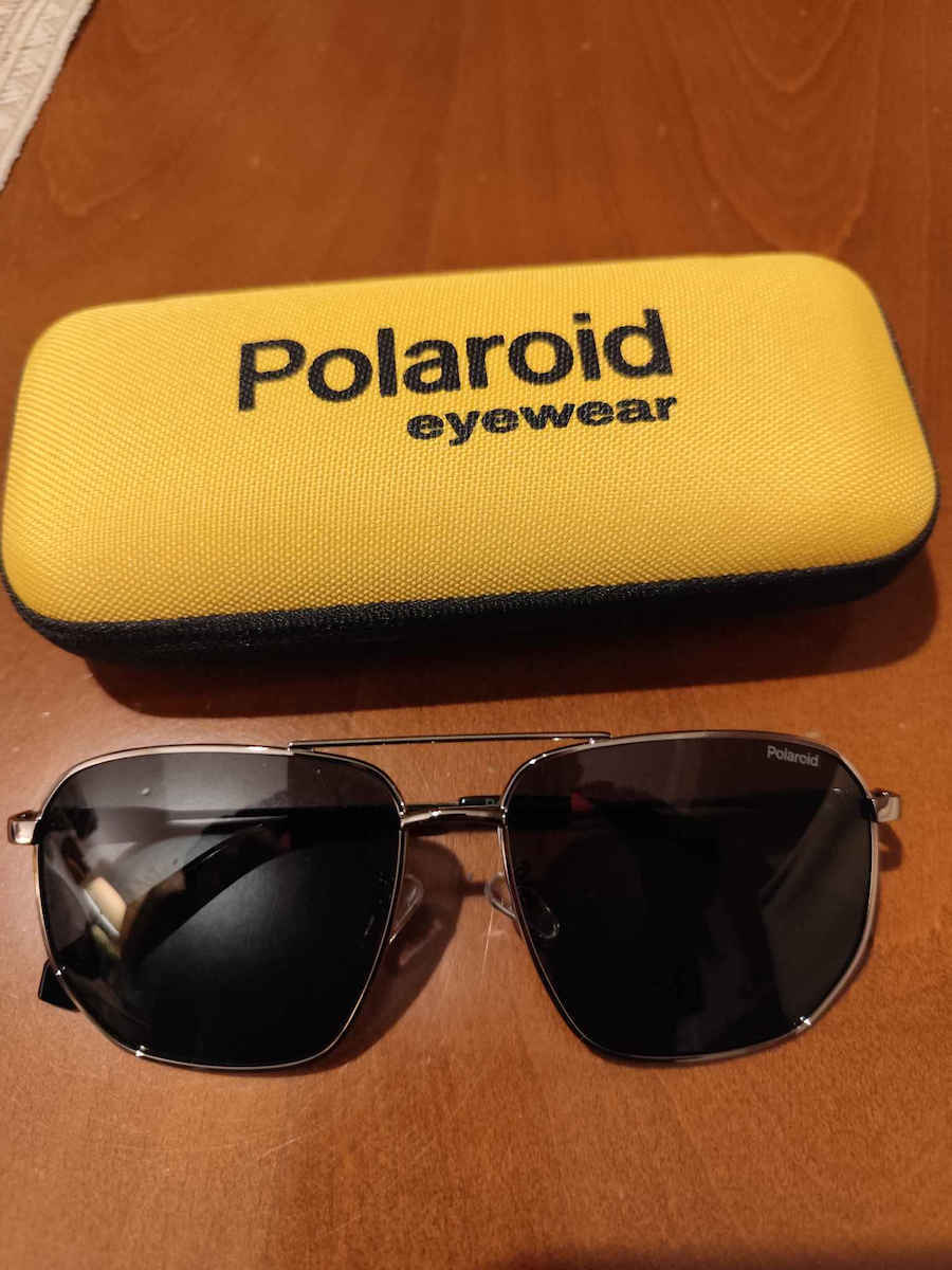 Polaroid Men's Sunglasses with Silver Metal Frame and Green Polarized Lens PLD4141/G/S/X 6LB/UC