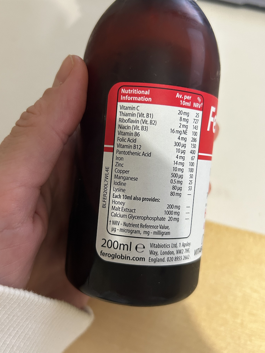 Vitabiotics Feroglobin® Liquid Suitable for Children with Vitamin B6 Liquid Iron with Vitamins B & Zinc 200ml Honey Orange